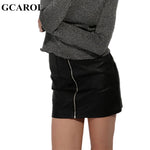 GCAROL Women Zipper Up Faux Leather Skirt Polyester Lining Fashion Sexy PU Mini Skirt With Two Pockets High Quality For 4 Season